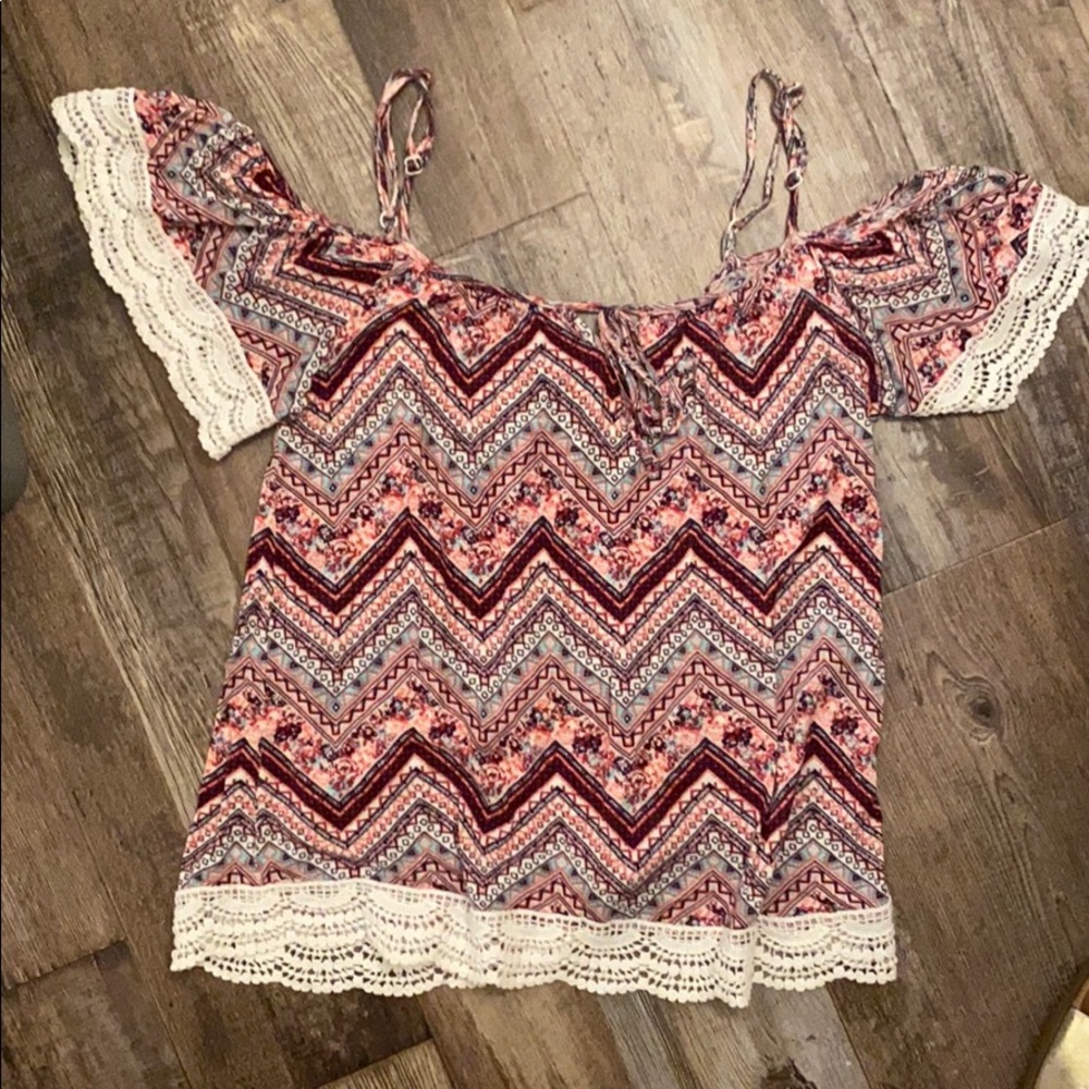 Cold shoulder ruffle top